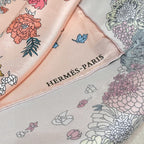 Hermes Style Lightness in Bloom Silk Scarf - Pink - Detail Image 6