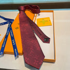 Louis Vuitton Style Men's Monogram Gradient Silk Tie - Detail Image 8