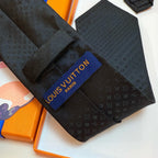 Louis Vuitton Style Men's Textured Silk Tie - Detail Image 9