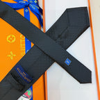 Louis Vuitton Style Men's Textured Silk Tie - Detail Image 10