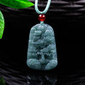 Natural Blue Water Jadeite Landscape Pendant - Grade A