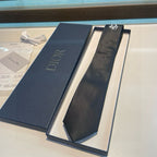 Dior Style Men's Oblique Logo Silk Tie - Detail Image 3