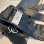 Dior Style Men's Oblique Logo Silk Tie - Detail Image 7