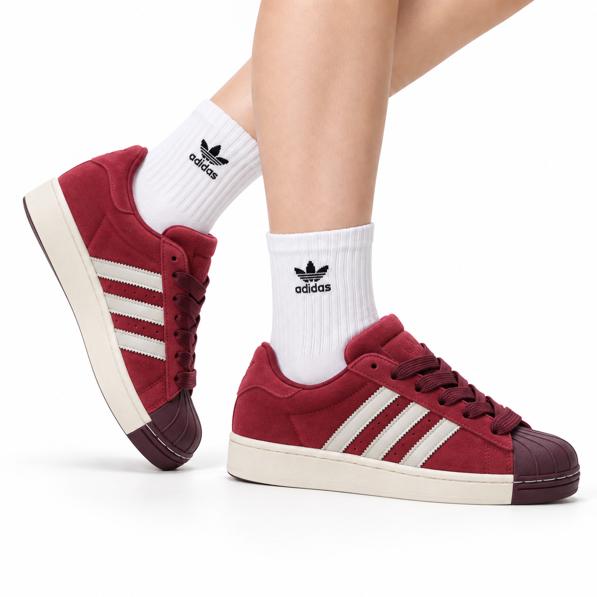 Adidas Originals Superstar Platform Burgundy Suede Sneakers