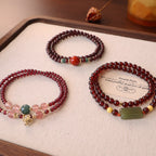 Natural Garnet Multi-Gemstone Bracelet | Double Strand | Mixed Stones