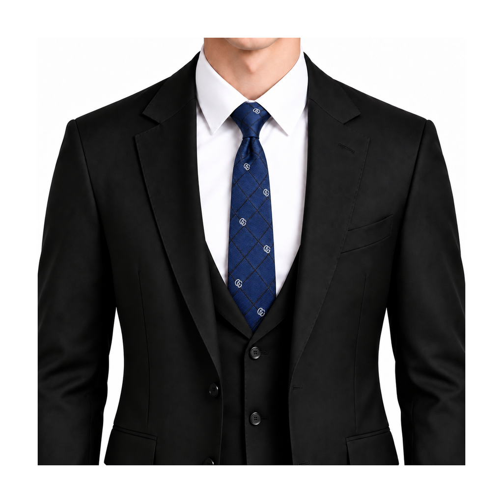 Gucci Style Men's Geometric Jacquard Silk Tie - Model Main Image