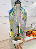 Hermes Style Palace of the Four Winds Double-Sided Silk Scarf - Yellow - Detail Image 6