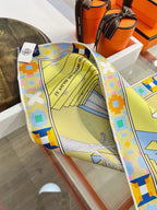Hermes Style Palace of the Four Winds Double-Sided Silk Scarf - Yellow - Detail Image 7