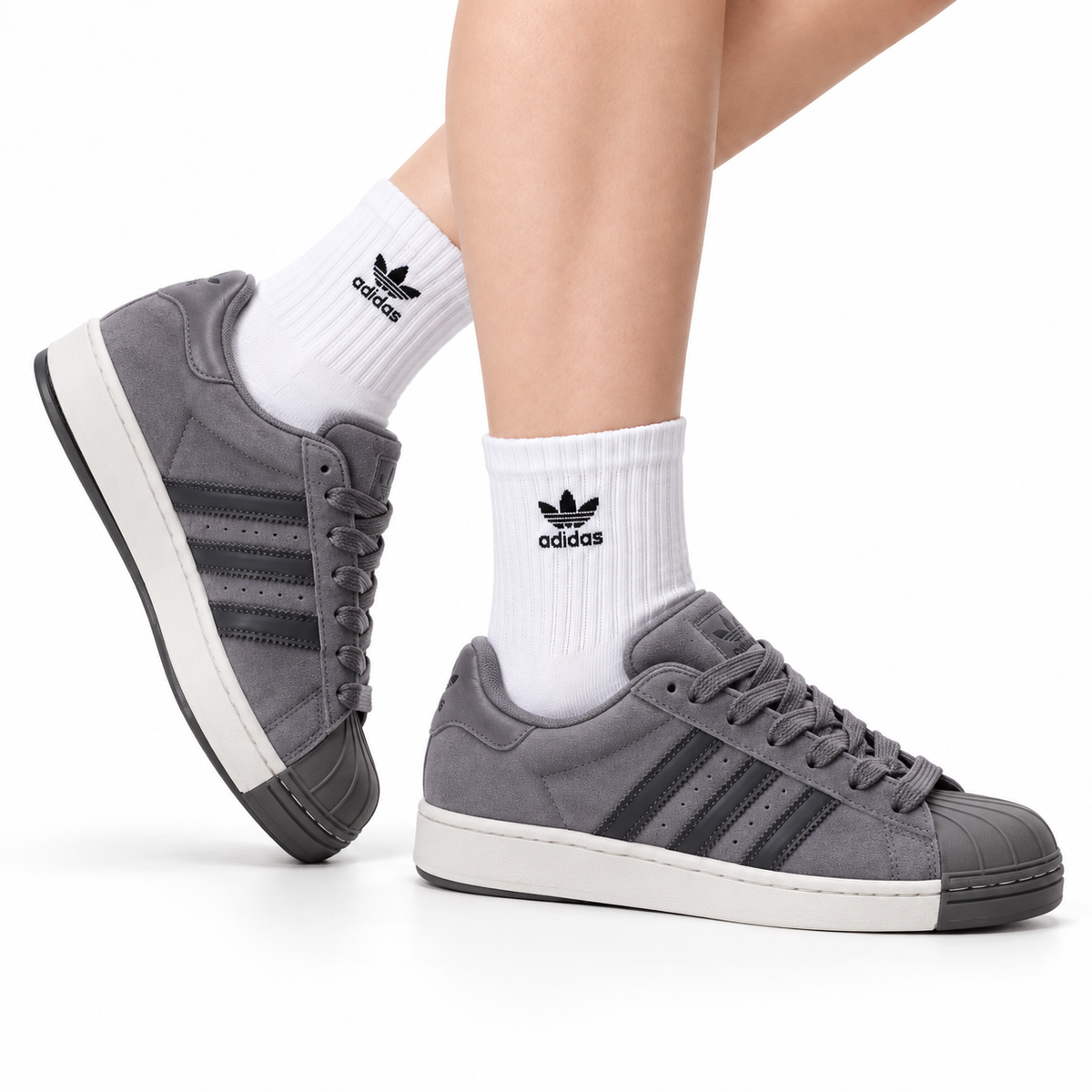 Adidas Originals Superstar Platform Grey Suede Sneakers