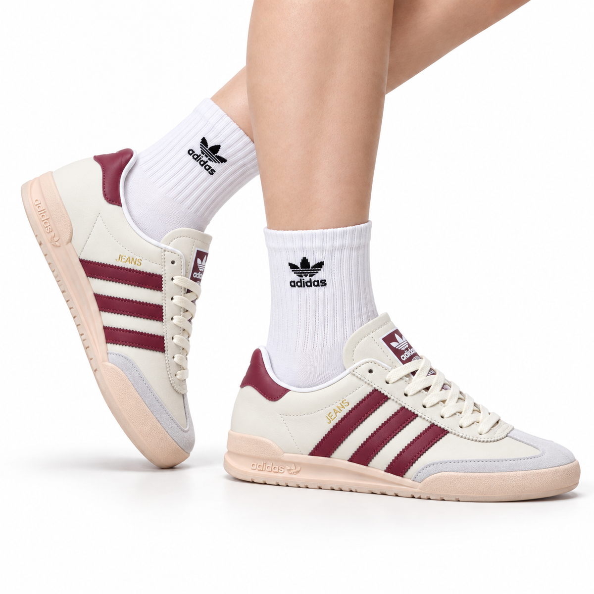 Adidas Jeans Off White Burgundy Sneakers – Classic Retro Lifestyle Shoes