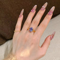 Women's Adjustable Purple High-Carbon Diamond Ring | Open Band