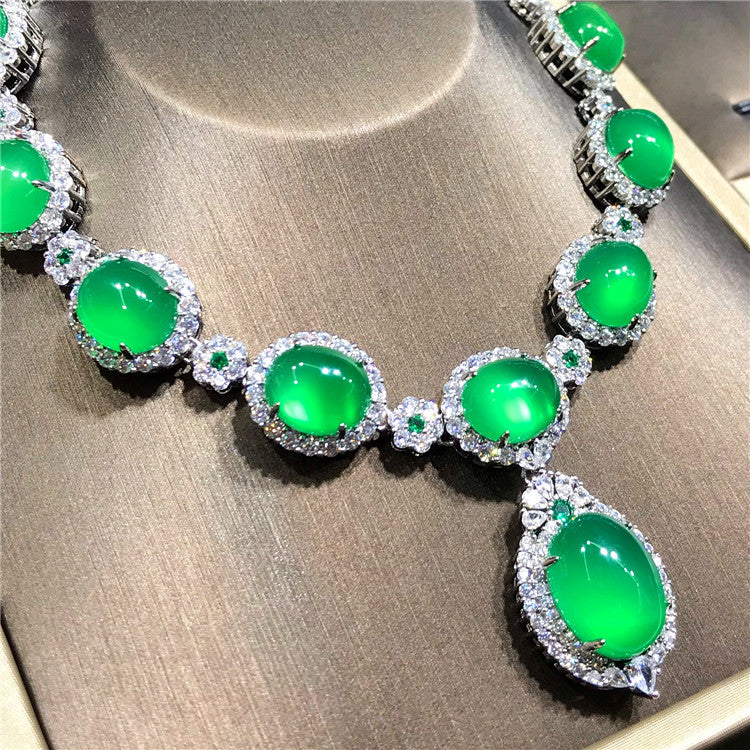 Pandora Luxurious Green Chalcedony Inlaid Necklace - Premium Design
