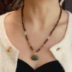 Pandora Natural Agarwood & Hetian Jade Buddha Pendant | Long Style | Peace & Safety
