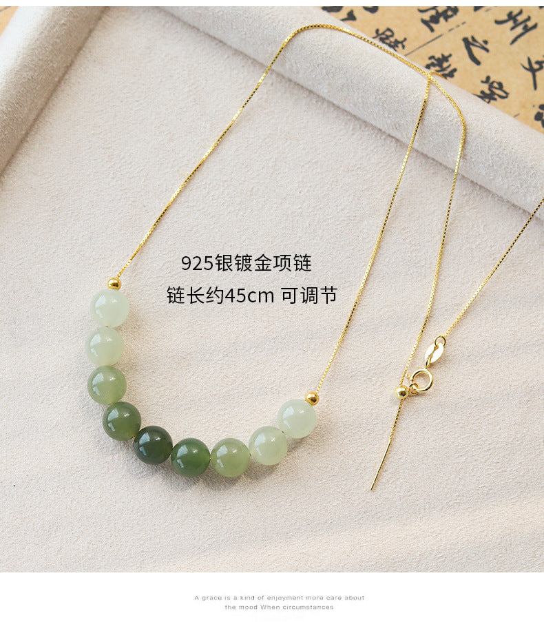 Natural Hetian Jade Smile Necklace