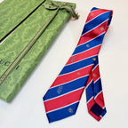 Gucci Style Men's Equestrian Stripe Silk Tie - Detail Image 7