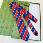 Gucci Style Men's Equestrian Stripe Silk Tie - Detail Image 11