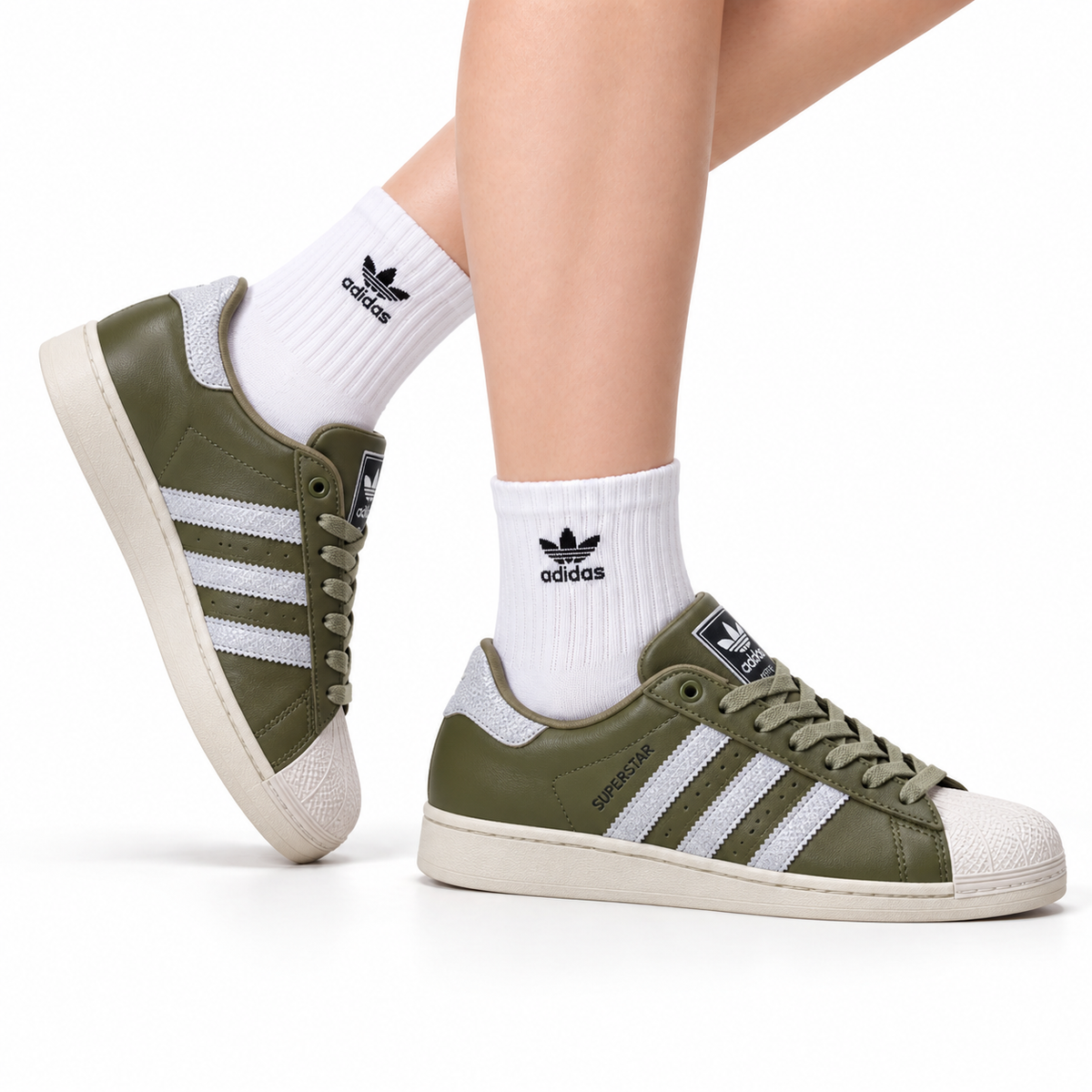 Adidas Superstar Olive Green Leather Sneakers – Classic Lifestyle Shoes