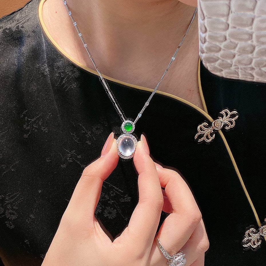 Pandora Large Jade Cabochon Pendant - Natural Gemstone
