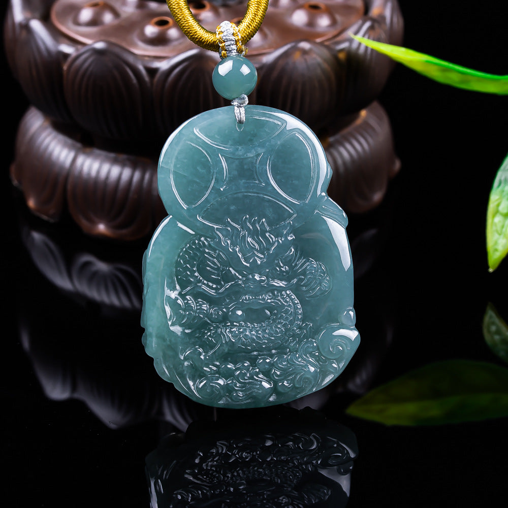 Pandora Natural Blue Water Jadeite God of Wealth Pendant - Grade A
