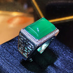 Pandora Men's Green Jade Ring - Adjustable Open Design SWAROVSKI