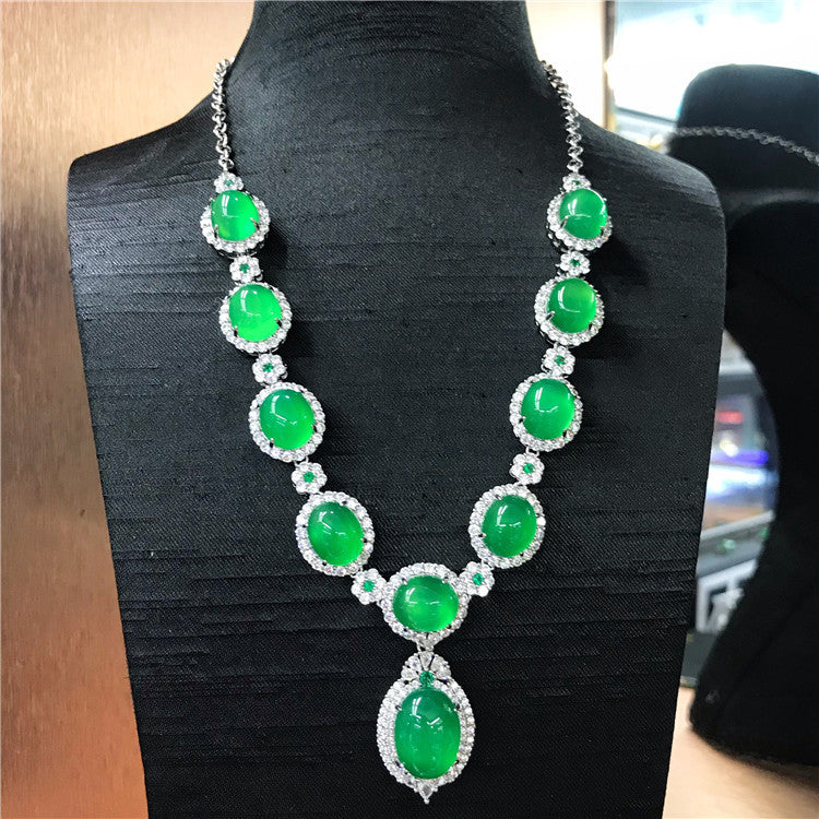 Pandora Luxurious Green Chalcedony Inlaid Necklace - Premium Design