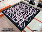 Chanel Style Ribbon and Chain Print Silk Scarf - Pink Black - Detail Image 2