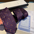 Gucci Style Men's Geometric Monogram Silk Tie - Detail Image 4