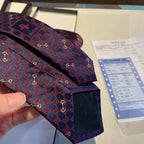 Gucci Style Men's Geometric Monogram Silk Tie - Detail Image 5