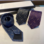 Gucci Style Men's Geometric Monogram Silk Tie - Main Image
