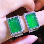 Pandora Men's Green Jade Ring - Adjustable Open Design SWAROVSKI