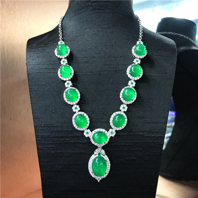 Pandora Luxurious Green Chalcedony Inlaid Necklace - Premium Design