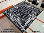 Chanel Style Camellia Chain Print Silk Scarf - Black White - Detail Image 2