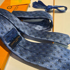 Louis Vuitton Style Men's Monogram Jacquard Silk Tie - Detail Image 4