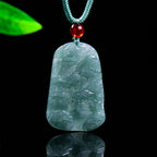 Natural Blue Water Jadeite Landscape Pendant - Grade A