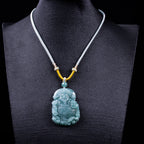 Pandora Natural Blue Water Jadeite God of Wealth Pendant - Grade A