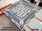 Chanel Style Logo Chain Print Silk Scarf - Black White - Detail Image 2