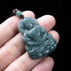Natural Blue Water Jadeite Guanyin Pendant - Grade A