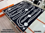 Chanel Style Pearl Motif Silk Scarf - Black White - Detail Image 2