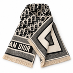 Dior Style Geometric Monogram Scarf in Black and Ivory