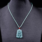 Natural Blue Water Jadeite Landscape Pendant - Grade A