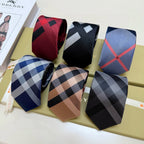 Burberry Style Men's Check Silk Tie - Detail Image 2
