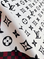 Louis Vuitton Style Monogram Silhouette Double-Sided Silk Scarf - Bordeaux - Detail Image 6