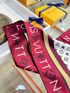Louis Vuitton Style Monogram Silhouette Double-Sided Silk Scarf - Bordeaux - Detail Image 8
