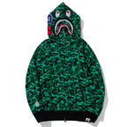 BAPE Green Camo Shark Zip Hoodie product view 3
