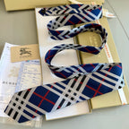 Burberry Style Men's Classic Check Silk Tie - Detail Image 6