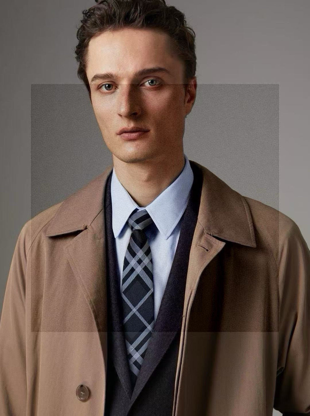 Burberry Style Men's Classic Check Silk Tie - Detail Image 8