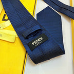 Fendi Style Men's Textured Solid Silk Tie - Detail Image 10