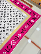 Louis Vuitton Style Monogram Silhouette Double-Sided Silk Scarf - Pink - Detail Image 3