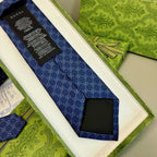 Gucci Style Men's GG Diamond Jacquard Silk Tie - Detail Image 8