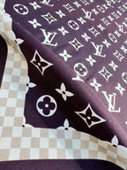 Louis Vuitton Style Monogram Silhouette Double-Sided Silk Scarf - Brown - Detail Image 6